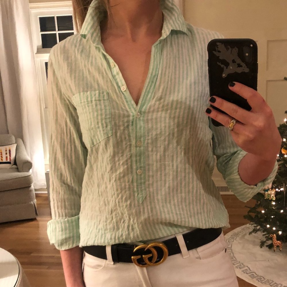 J. Crew Seafoam Green Striped Button Down